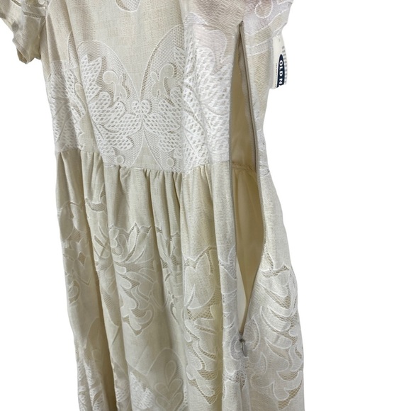 Old Navy Ivory 2-Layer Lace Mesh Keyhole Back Side Zip Dress Women's Medium NEW - Picture 6 of 14